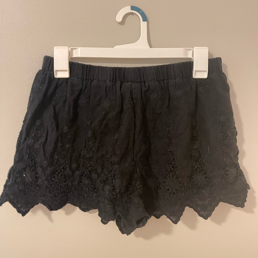 Kimchi Blue Black High Waist Lace Shorts